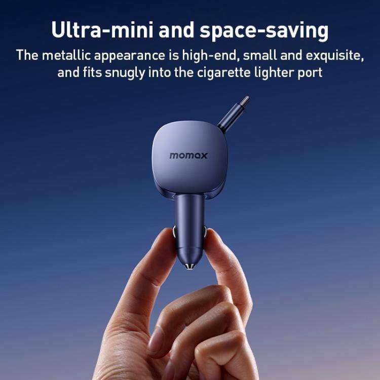 MOMAX UC19 60W 3 in 1 Car Charger with Retractable Cable(Dark Grey)