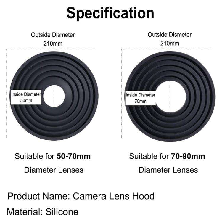 Universal Silicone Lens Hood, Size:50-70mm(Black)