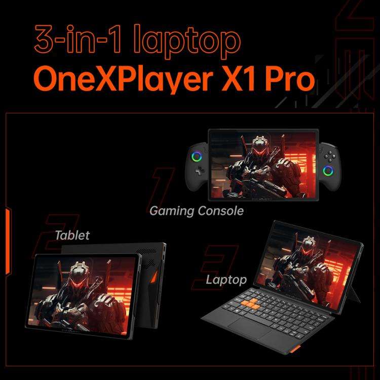 ONE-NETBOOK OneXPlayer X1 Pro 10.95 inch Handheld Game Console, 32GB+2TB, Windows 11 AMD Ryzen AI...