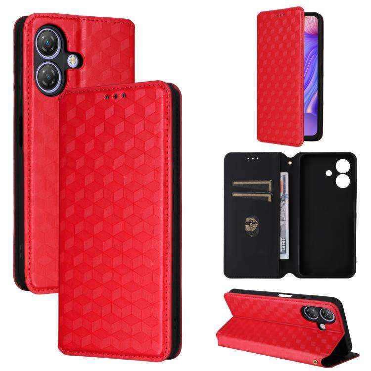 For Ulefone Note 21 Cubic Grid Texture Flip Leather Phone Case(Red)