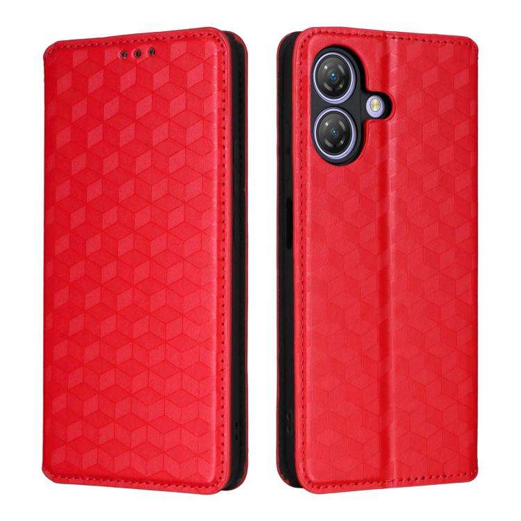 For Ulefone Note 21 Cubic Grid Texture Flip Leather Phone Case(Red)