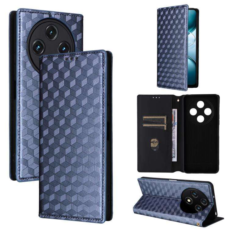 For Umidigi G100 / G100A Cubic Grid Texture Flip Leather Phone Case(Blue)