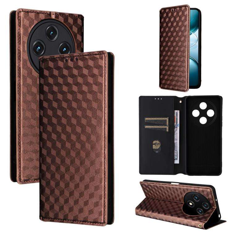 For Umidigi G100 / G100A Cubic Grid Texture Flip Leather Phone Case(Brown)