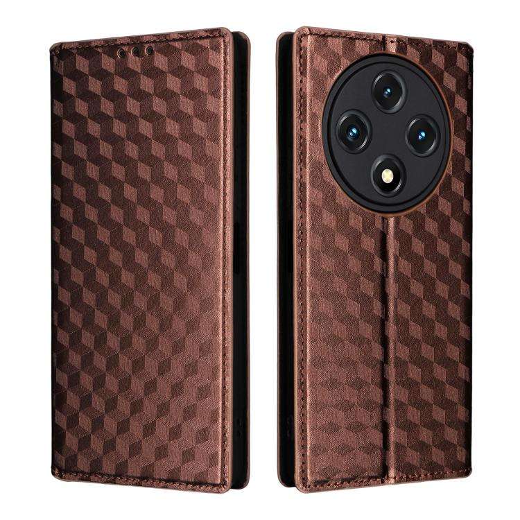 For Umidigi G100 / G100A Cubic Grid Texture Flip Leather Phone Case(Brown)