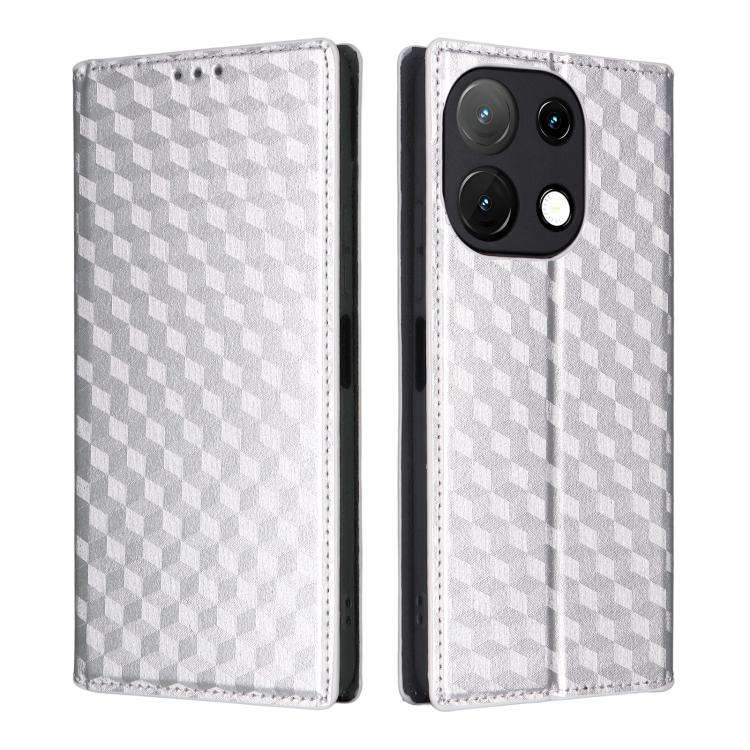 For Umidigi Note 100 4G / 5G / Note 100A Cubic Grid Texture Flip Leather Phone Case(Silver)