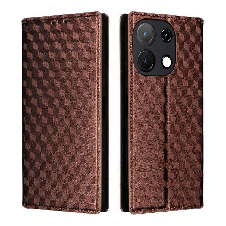 For Umidigi Note 100 4G / 5G / Note 100A Cubic Grid Texture Flip Leather Phone Case(Brown)
