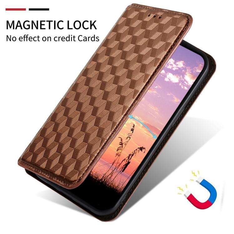 For Umidigi Note 100 4G / 5G / Note 100A Cubic Grid Texture Flip Leather Phone Case(Brown)