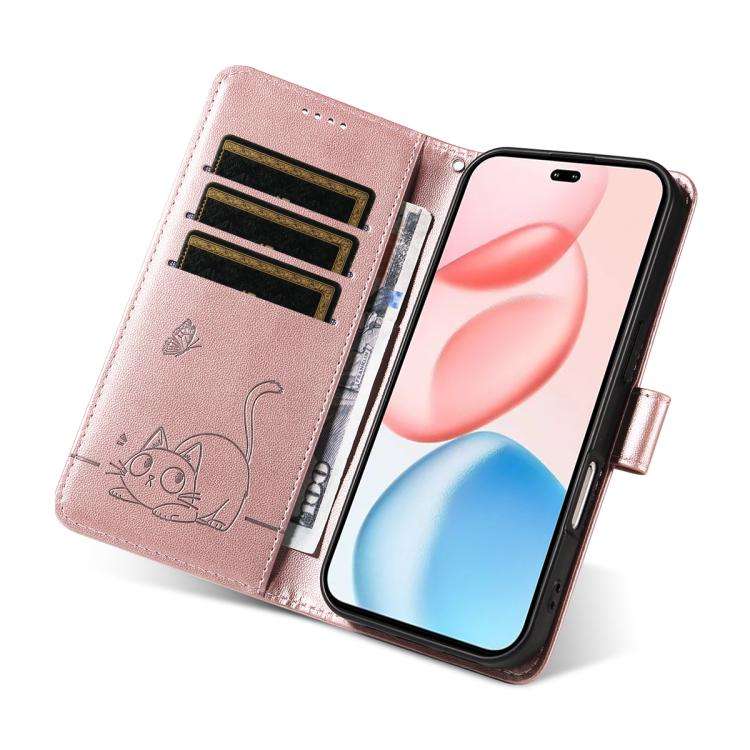 For Honor 400 Pro Global 160.8mm Adorable Cat Embossed Pattern Flip Leather Phone Case(Rose Gold)