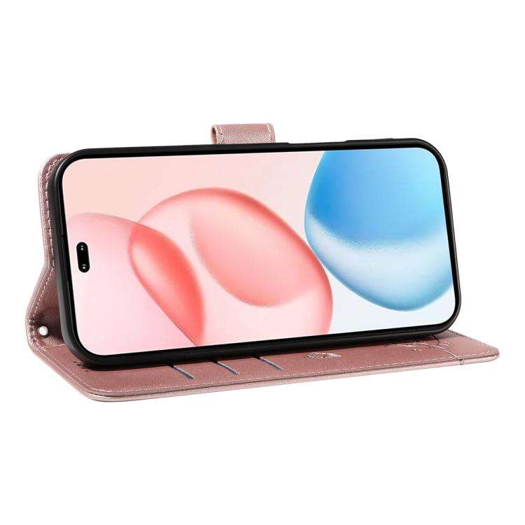 For Honor 400 Pro Global 160.8mm Adorable Cat Embossed Pattern Flip Leather Phone Case(Rose Gold)