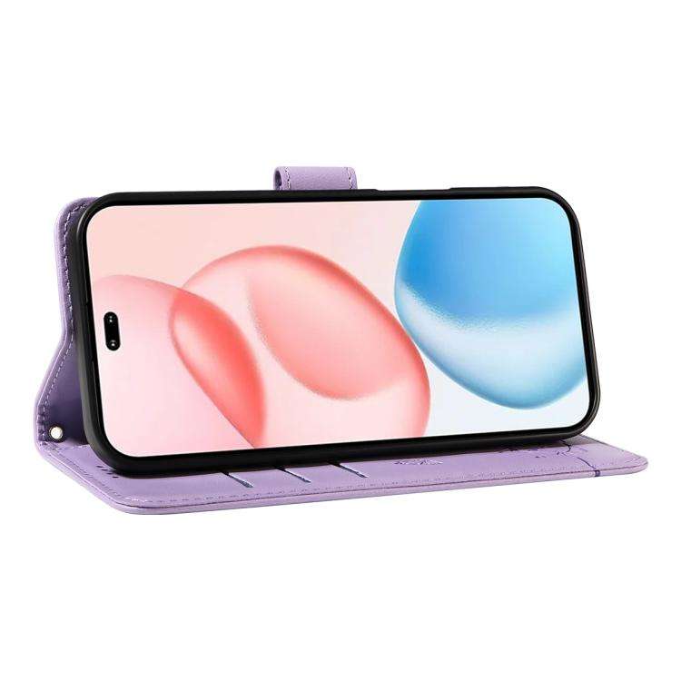 For Honor 400 Pro Global 160.8mm Adorable Cat Embossed Pattern Flip Leather Phone Case(Purple)
