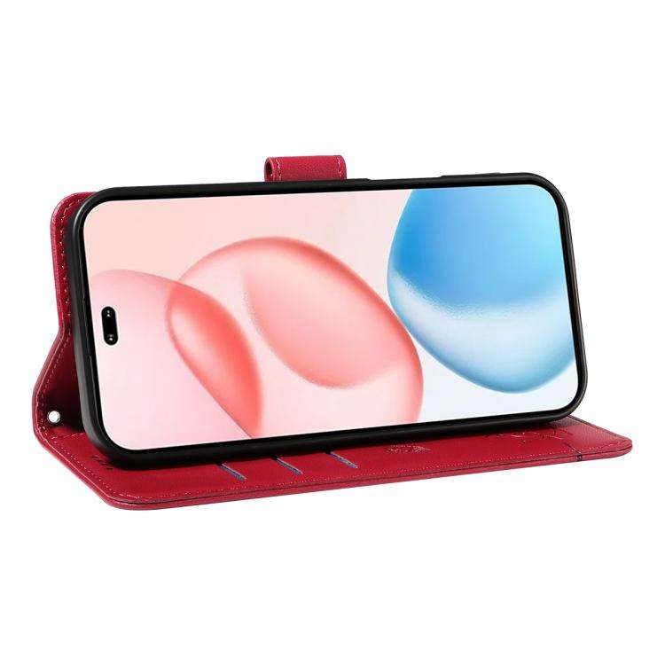 For Honor 400 Pro Global 160.8mm Adorable Cat Embossed Pattern Flip Leather Phone Case(Red)