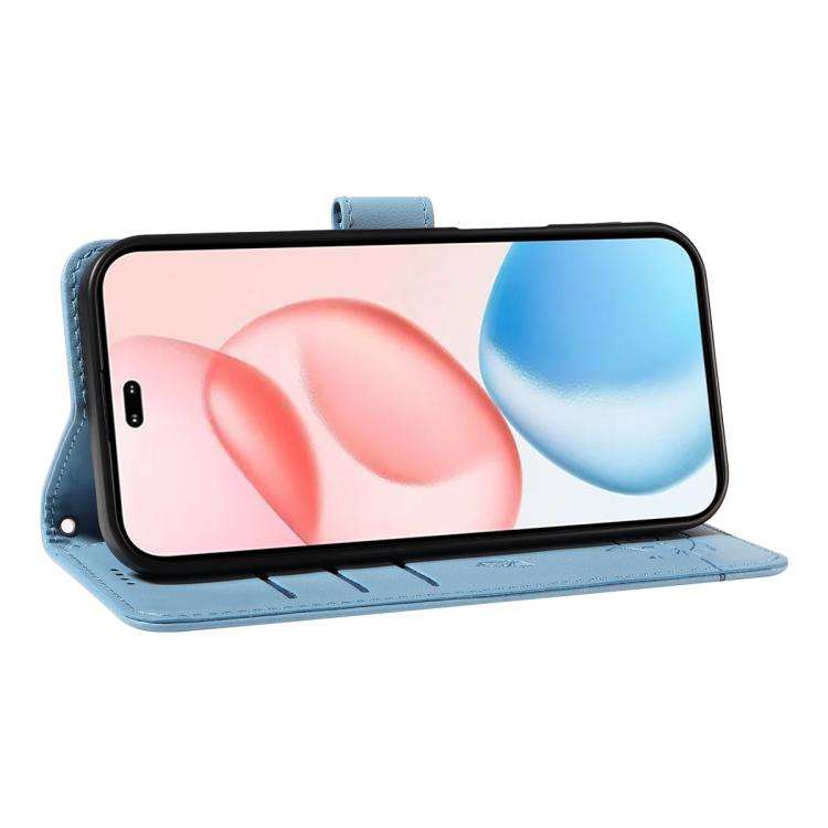 For Honor 400 Pro Global 160.8mm Adorable Cat Embossed Pattern Flip Leather Phone Case(Sky Blue)