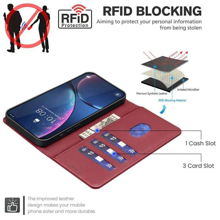 For Infinix Smart 10 4G Litchi Texture RFID Anti-theft Leather Phone Case(Red)