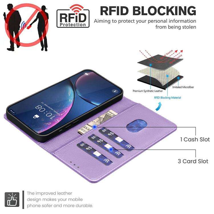 For Infinix Smart 10 4G Litchi Texture RFID Anti-theft Leather Phone Case(Purple)