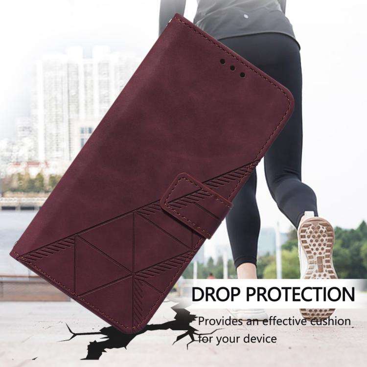 For ZTE Blade A53 Pro Crossbody 3D Embossed Flip Leather Phone Case(Wine Red)
