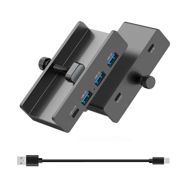 HCL-3A1C-Pro Aluminum Alloy 3xUSB and Type-C Clamp Hub(Black)