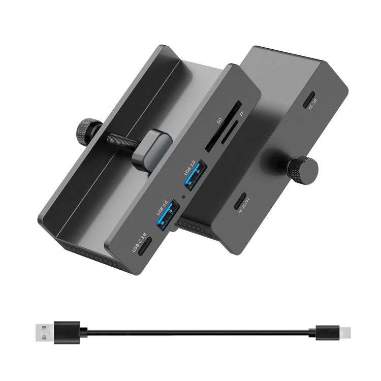 HCL-2A1CTS-Pro Aluminum Alloy 5-port USB3.0 Clamp Hub(Black)