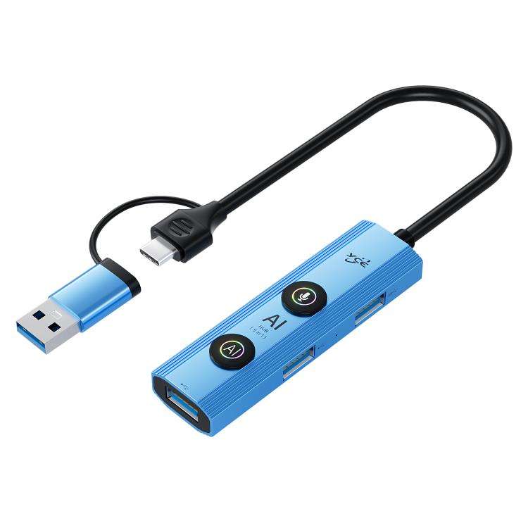 YCE V295B 5 in 1 USB3.0 / Type-C HUB Adapter AI Docking Station(Blue)