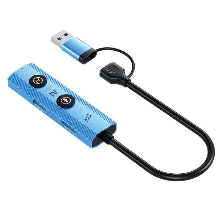 YCE V295B 5 in 1 USB3.0 / Type-C HUB Adapter AI Docking Station(Blue)