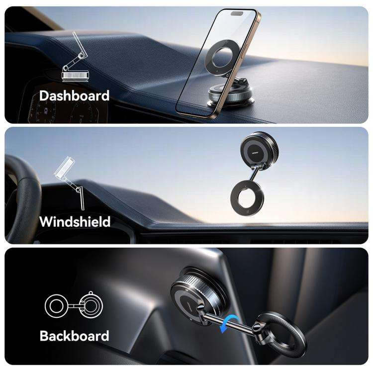 JOYROOM JR-ZS501 Mechanical Suction Cup MagSafe Magnetic Car Phone Holder(Black)
