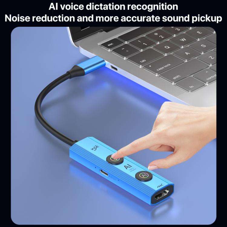 YCE V297A 7 in 1 USB-C / Type-C HUB Adapter AI Docking Station Support 8K Output(Blue)