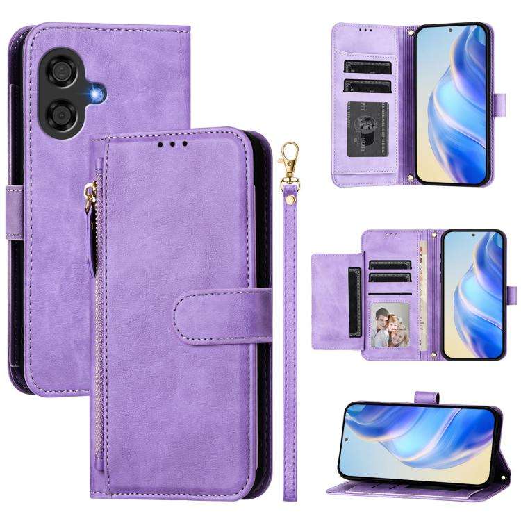 For Coolpad Cool 40i Multi-Card Slots Zipper Wallet Leather Phone Case(Purple)