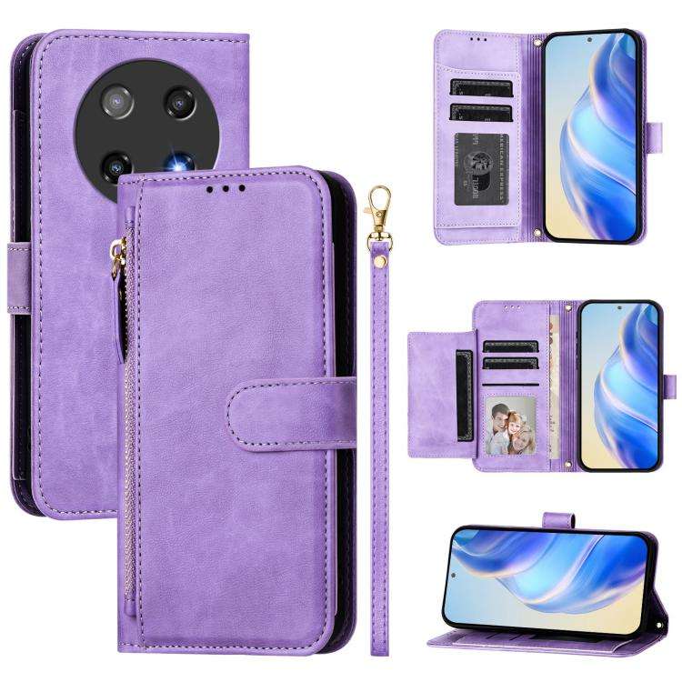 For Coolpad C16 Multi-Card Slots Zipper Wallet Leather Phone Case(Purple)