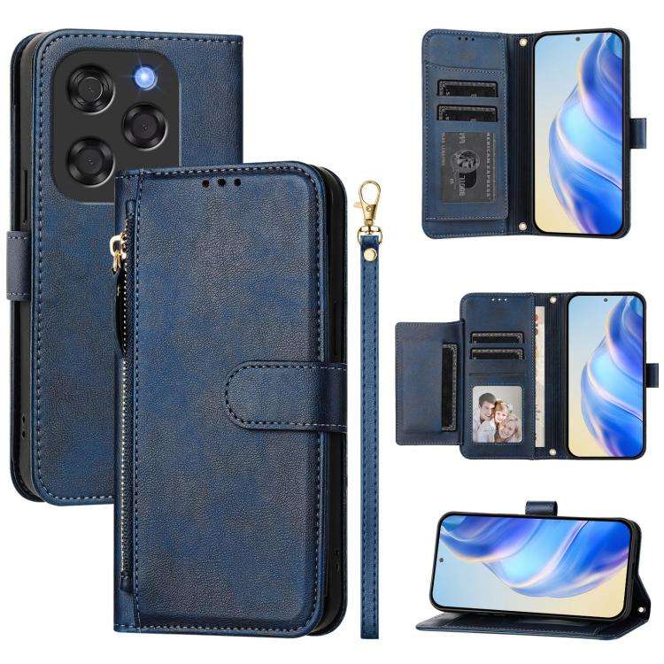 For Coolpad X100 Multi-Card Slots Zipper Wallet Leather Phone Case(Blue)