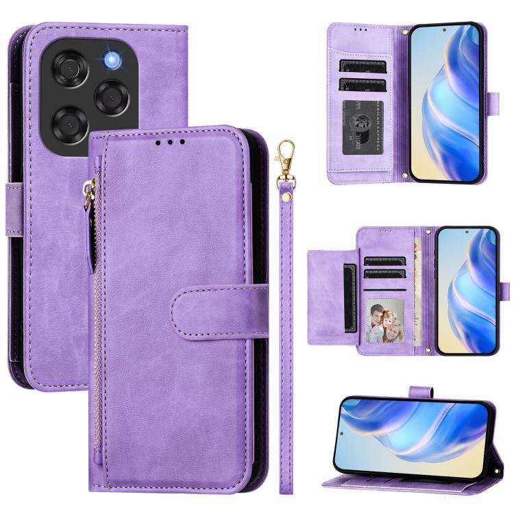 For Coolpad X100 Multi-Card Slots Zipper Wallet Leather Phone Case(Purple)