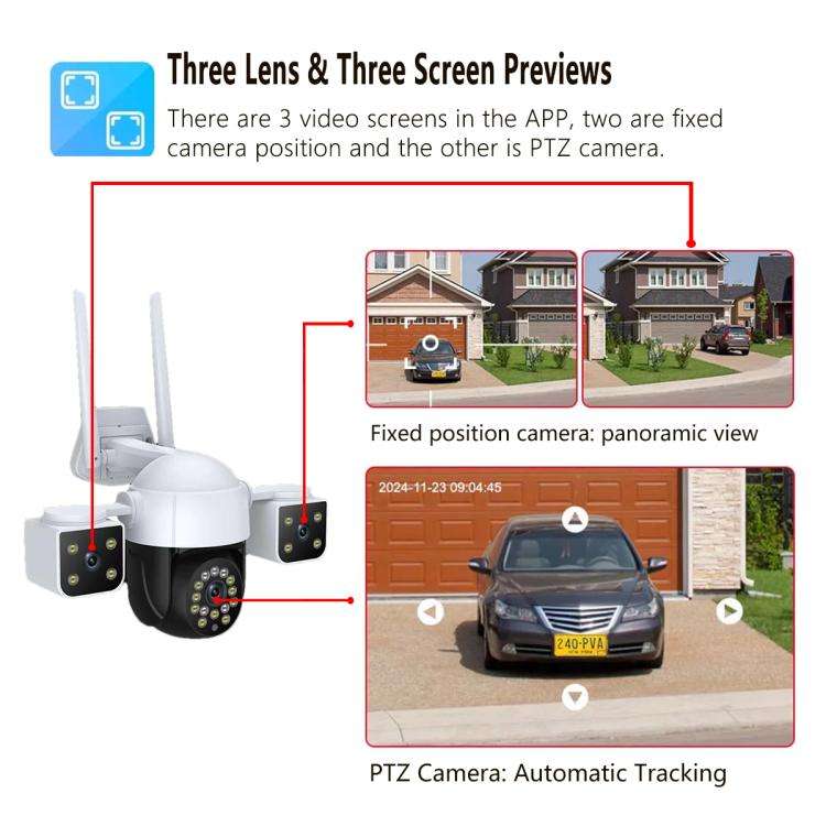 QX155 6MP Triple Camera WiFi Version Supports Humanoid Detection(US Plug)