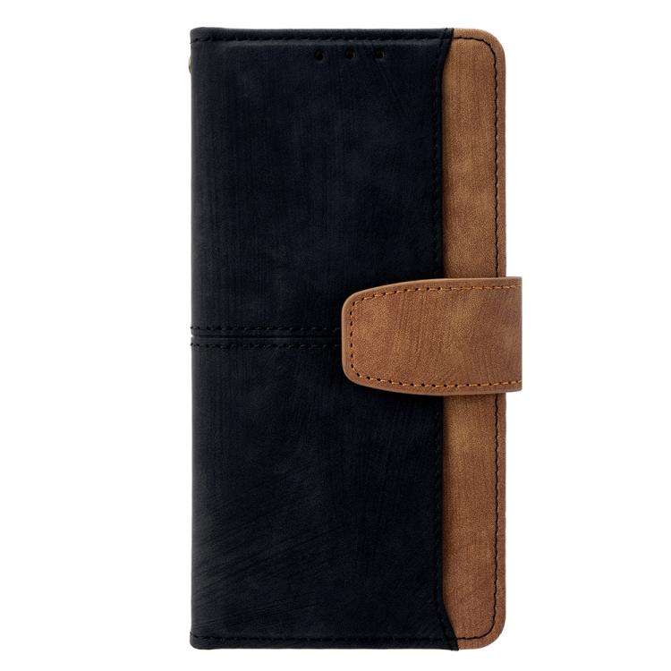 For Honor X8c 4G Global Color Stitching Skin Feel Leather RFID Blocking Phone Case(Black)