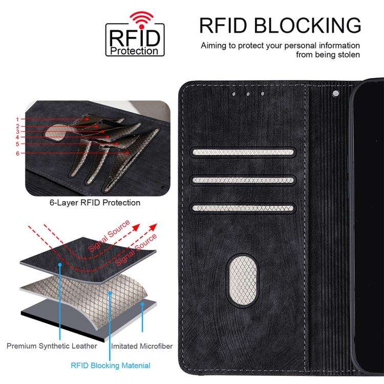 For Honor X8c 4G Global Color Stitching Skin Feel Leather RFID Blocking Phone Case(Black)