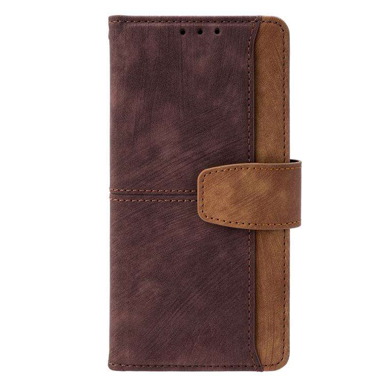For Honor X8c 4G Global Color Stitching Skin Feel Leather RFID Blocking Phone Case(Brown)