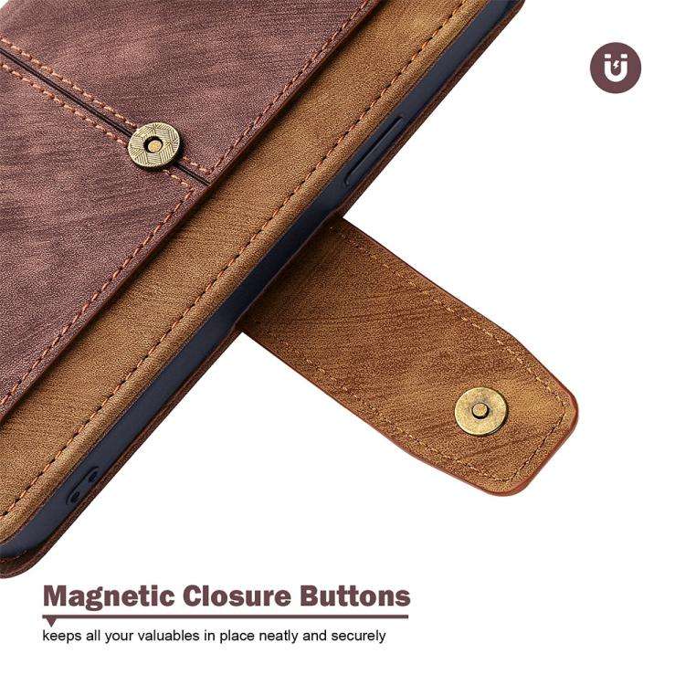 For Honor X8c 4G Global Color Stitching Skin Feel Leather RFID Blocking Phone Case(Brown)