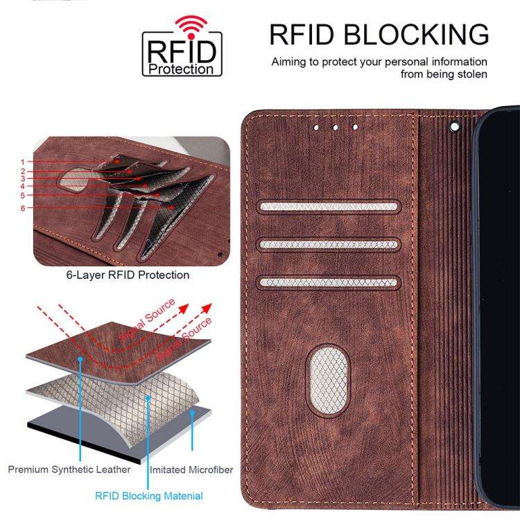 For Honor X8c 4G Global Color Stitching Skin Feel Leather RFID Blocking Phone Case(Brown)