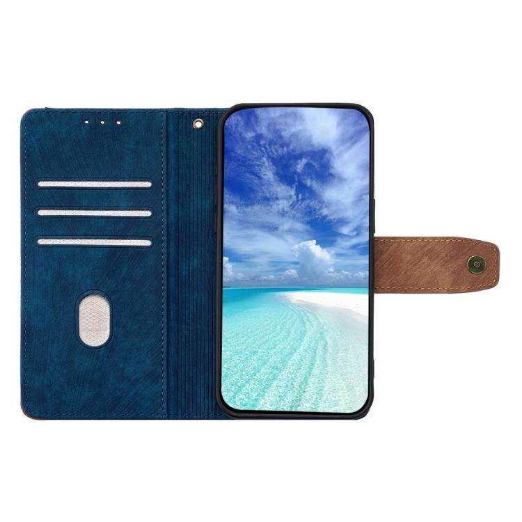 For Honor X8c 4G Global Color Stitching Skin Feel Leather RFID Blocking Phone Case(Blue)