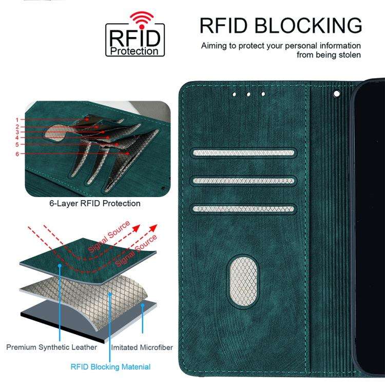 For Honor X8c 4G Global Color Stitching Skin Feel Leather RFID Blocking Phone Case(Green)