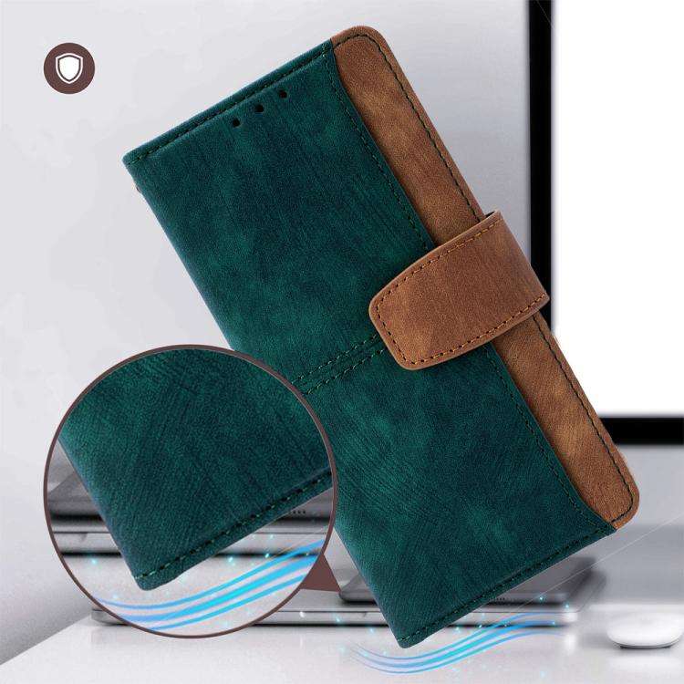 For Honor X8c 4G Global Color Stitching Skin Feel Leather RFID Blocking Phone Case(Green)