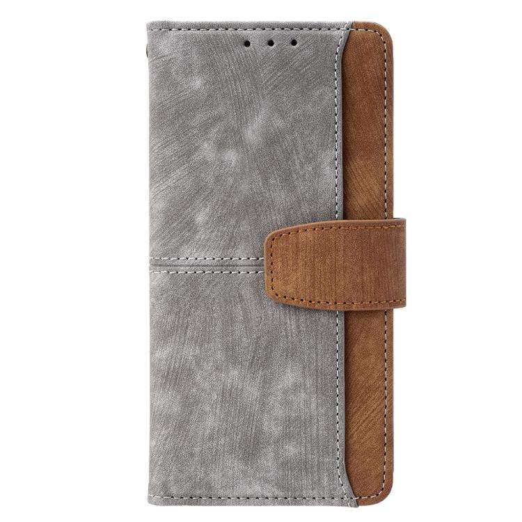 For Honor X8c 4G Global Color Stitching Skin Feel Leather RFID Blocking Phone Case(Grey)