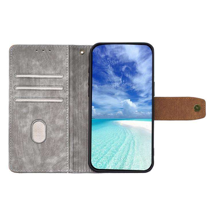 For Honor X8c 4G Global Color Stitching Skin Feel Leather RFID Blocking Phone Case(Grey)
