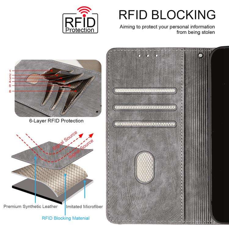For Honor X8c 4G Global Color Stitching Skin Feel Leather RFID Blocking Phone Case(Grey)