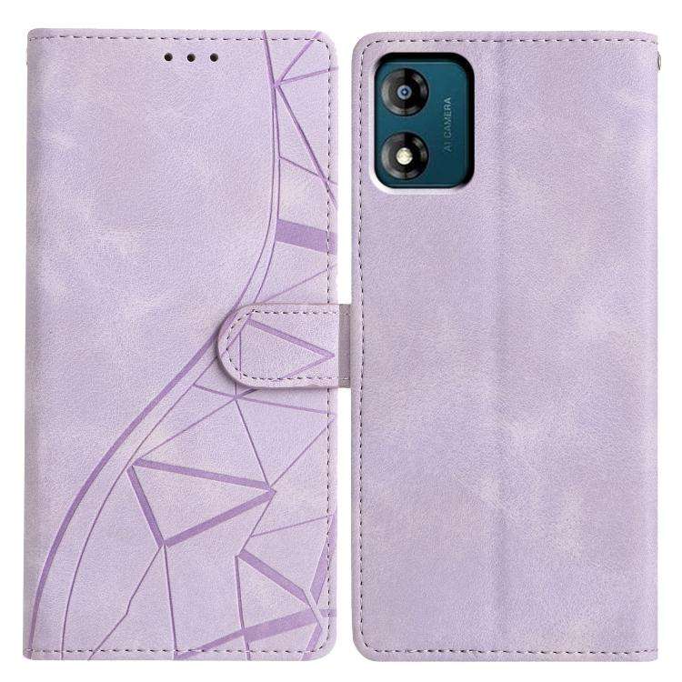For Motorola Moto E13 Triangles Embossed Leather Phone Case(Purple)