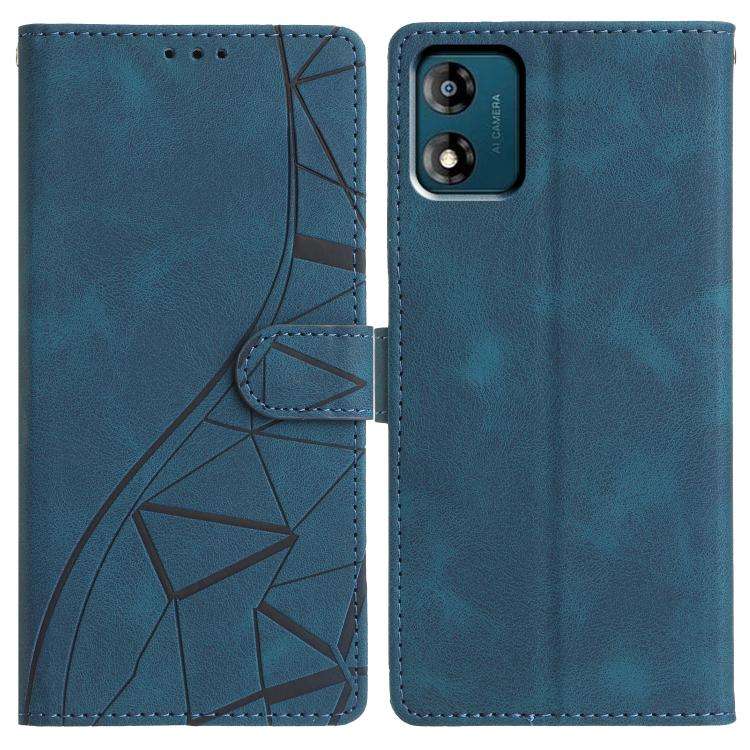 For Motorola Moto E13 Triangles Embossed Leather Phone Case(Blue)