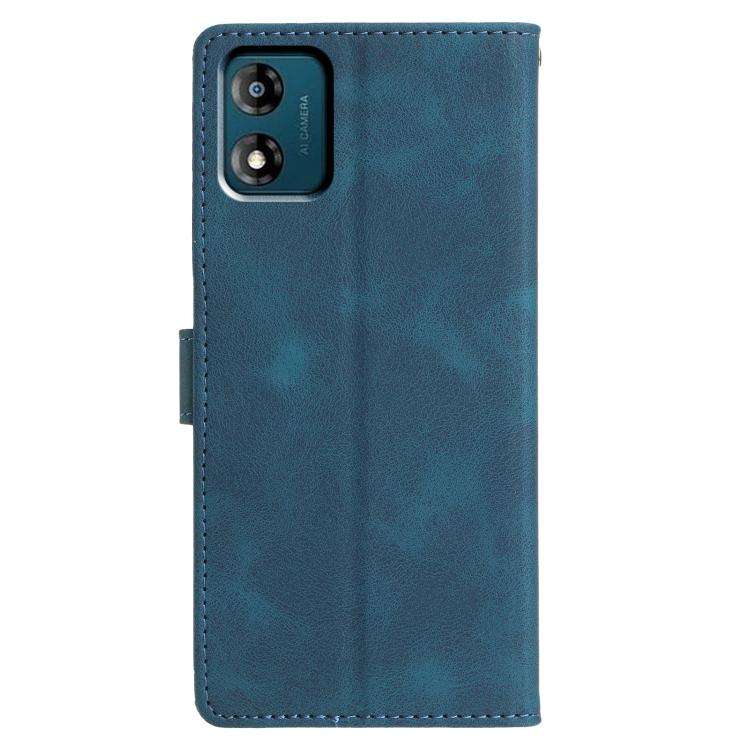 For Motorola Moto E13 Triangles Embossed Leather Phone Case(Blue)