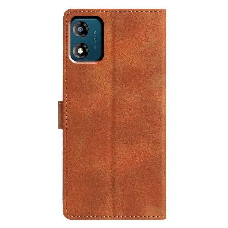 For Motorola Moto E13 Triangles Embossed Leather Phone Case(Brown)