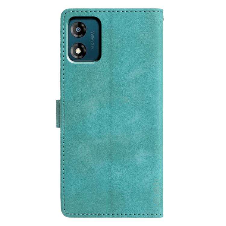 For Motorola Moto E13 Triangles Embossed Leather Phone Case(Green)