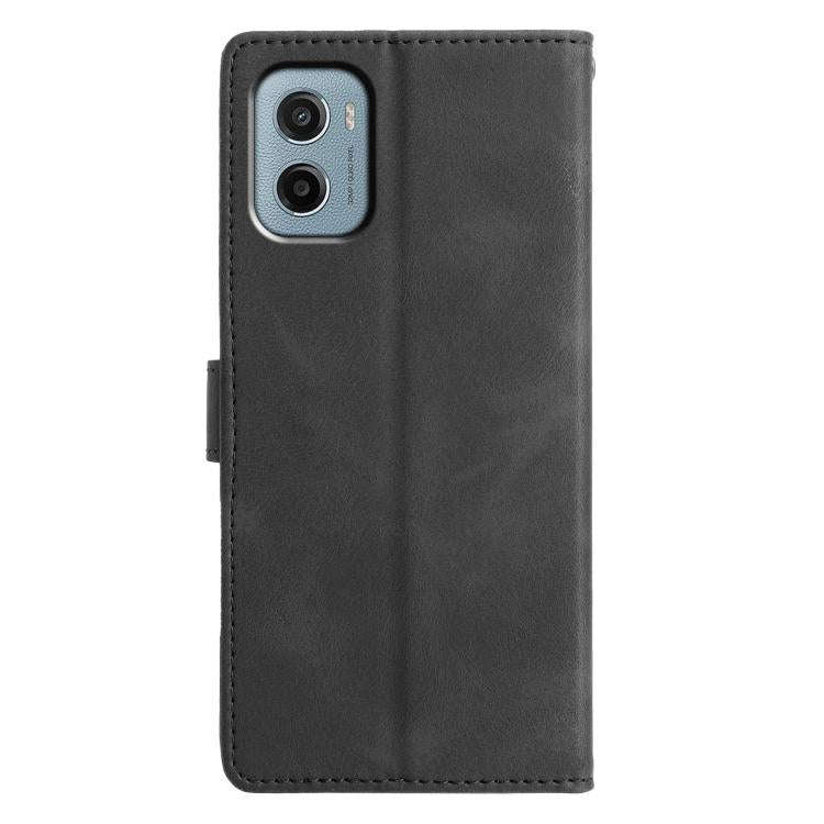 For Motorola Moto E15 Triangles Embossed Leather Phone Case(Black)