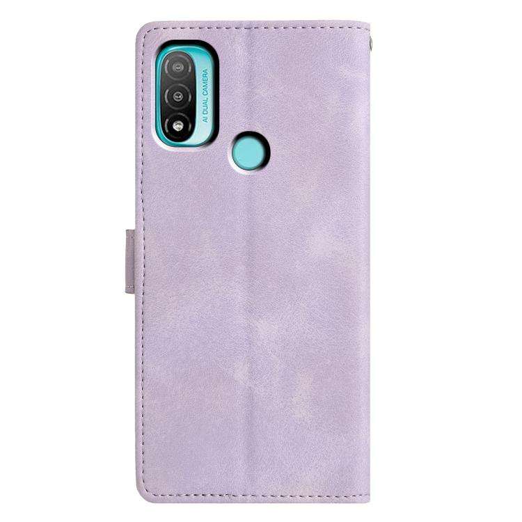 For Motorola Moto E20 / E30 / E40 Triangles Embossed Leather Phone Case(Purple)