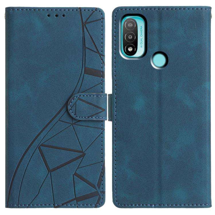 For Motorola Moto E20 / E30 / E40 Triangles Embossed Leather Phone Case(Blue)