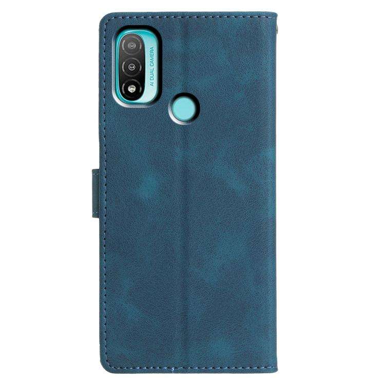 For Motorola Moto E20 / E30 / E40 Triangles Embossed Leather Phone Case(Blue)